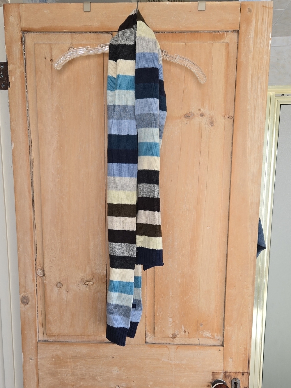 GAP Striped 100% Lambswool Knit Scarf in Navy, Light Blue, Cream, Gray, Brown